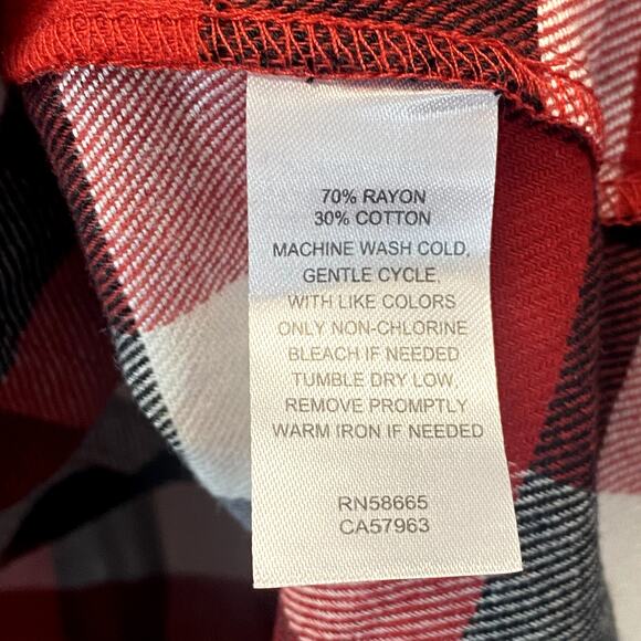 NORDSTROM Women's Red Chili August Check 2-Piece Button-Front Pull-on Pajama Set - Picture 13 of 14